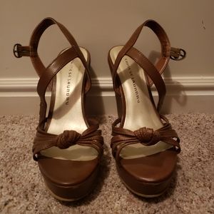 Brown sandal wedges heels